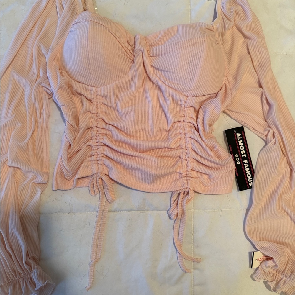 Almost Famous Blush Ruched Bodysuit